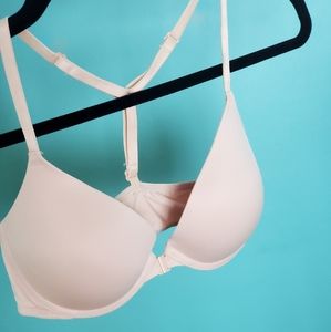 PINK VS pale nude full-coverage front close push up bra